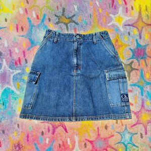 ✧⋆｡ Calvin Klein Jeans denim mini skirt with cargo pockets 𖦹°‧✧